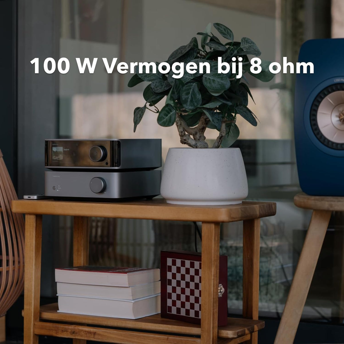 WiiM Vibelink Amp | 100W eindversterker met premium ESS 9039Q2M DAC en TI TPA3255 | Compatibel met WiiM Mini, Pro, Pro Plus en Ultra | RCA-, coaxiale en optische ingangen | Zilver