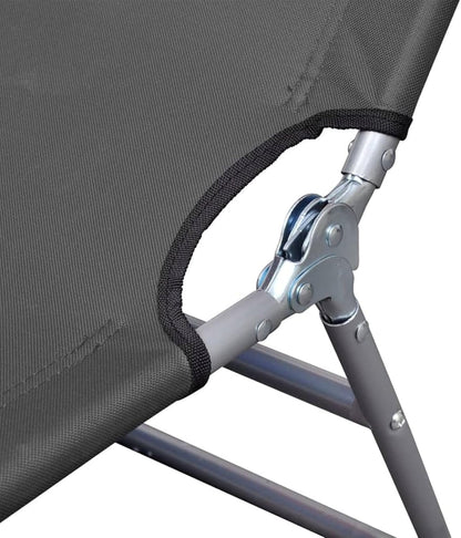 Gecheer Foldable Sun Lounger with Adjustable Backrest, Grey, Tilting Lounger for Garden, Outdoor, Beach Lounger, Relax Lounger, for Camping, Balcony, Swimming Pool - QUORE