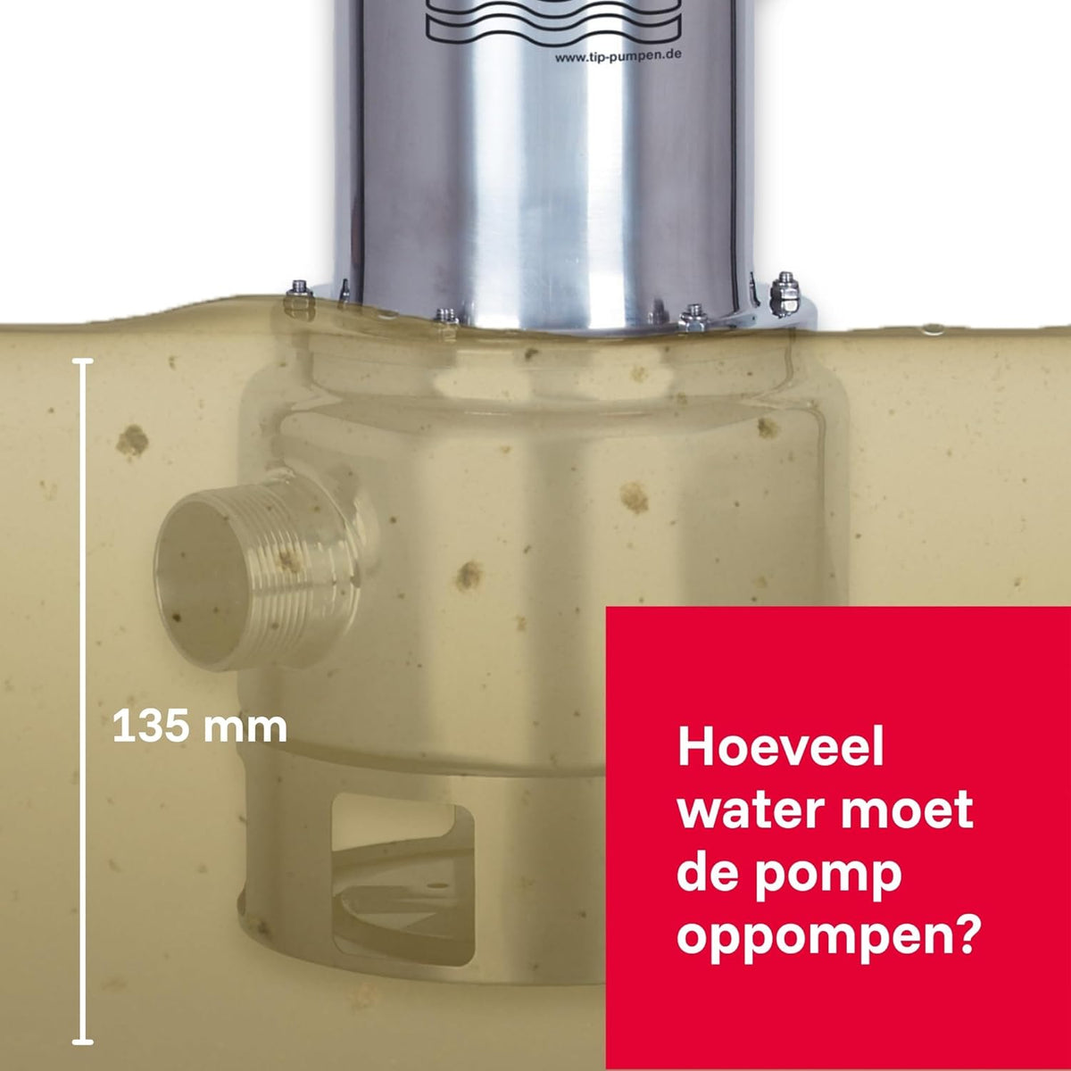 Vuilwaterpomp – Dompelpomp – Bouwpomp – Afwateringspomp – Pomp – 19.500 l/u Debiet – Roestvrijstalen Loopwiel