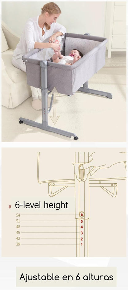 Babify - Mini-kinderbed, verstelbaar, meerdere hoogtes, verstelbaar, incl. matras, grijs, 1 stuk