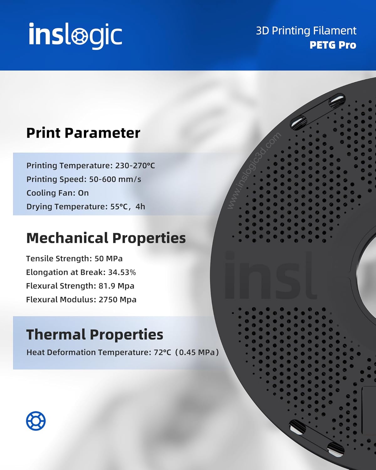 PETG Pro filament – 3D-printfilament – Printerdraad – 3D filament – Voorgedroogd filament – 1,75 mm – Hoogwaardige laaghechting – Snel printen tot 470 mm/s