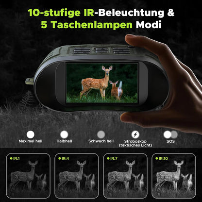 Nachtzichtapparaat, 112 MP 4K nachtzichtapparaat, jacht met 12 x digitale zoom en 5000 mAh oplaadbaar, 64 GB TF-kaart, infrarood zicht, 400 m bereik, perfect voor jacht, camping en veiligheid