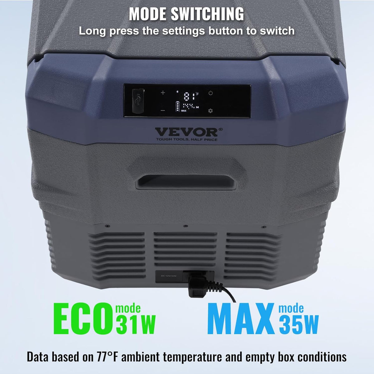 VEVOR Car Refrigerator, 12 Volt Car Fridge Refrigerator Refrigerator, 37L Single Zone Portable Freezer with Built-in Light, -4°F -46°F, 12/24V DC and 100-240V AC Compressor Cooler for Outdoor, Camping, RV