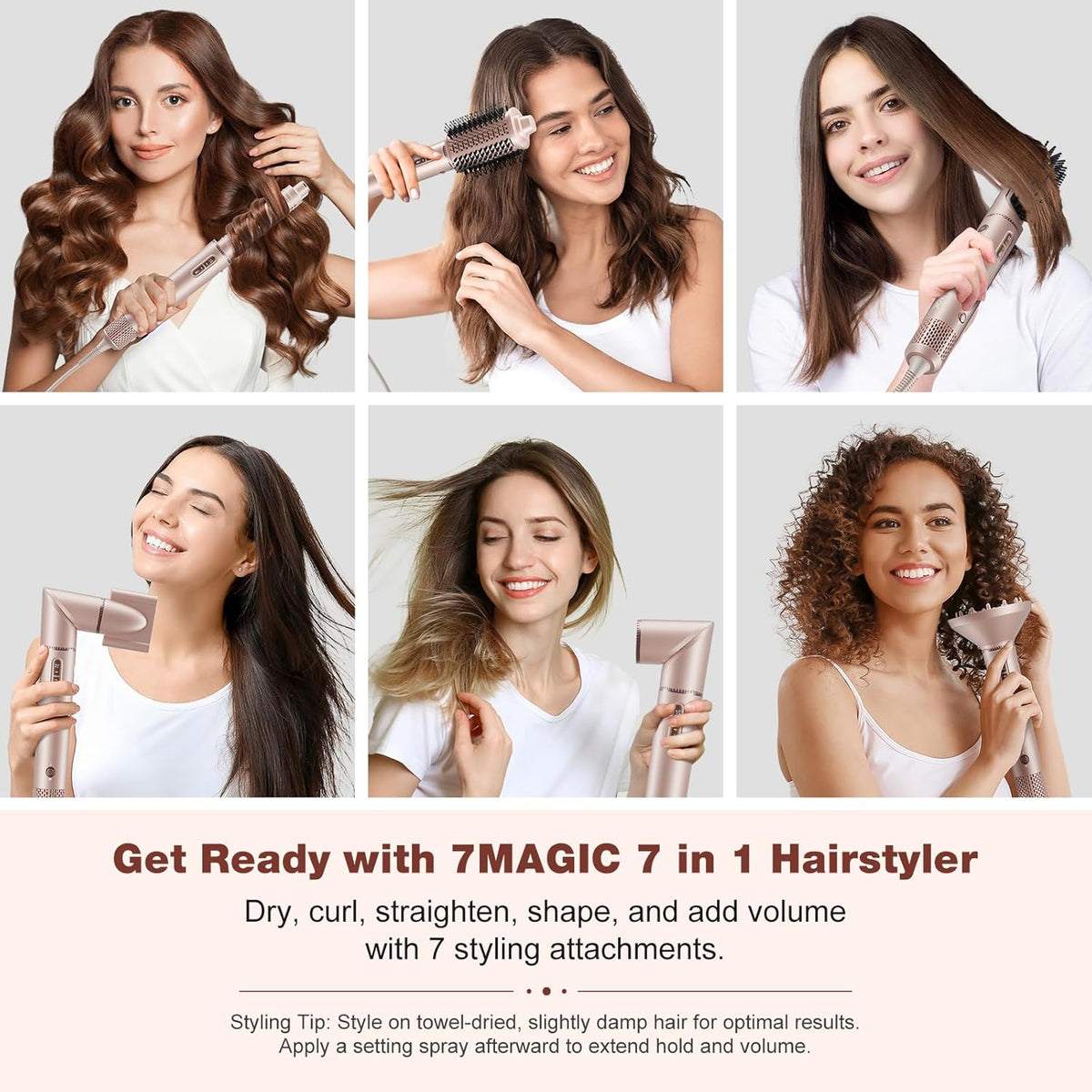 7-In-1 Airstyler – Föhnborstel – Heteluchtborstel – Automatische Krultang – Stylingborstel – 110.000 Tpm Motor – 200 Miljoen Negatieve Ionen