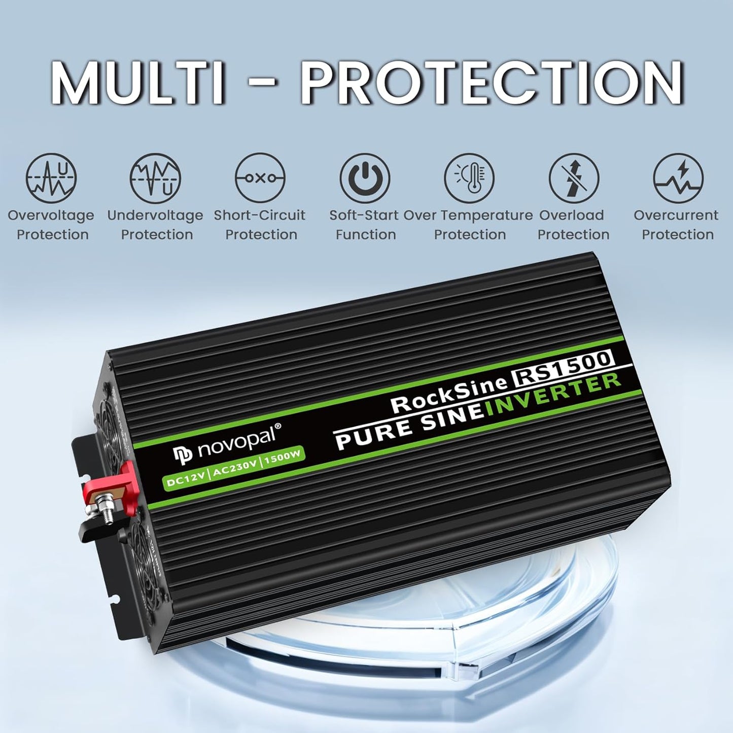 Zuivere sinusomvormer 1500W 12V DC naar 230V AC – Spanningsomvormer – Auto-omvormer – Spanningsconverter – Inverter – 3000W Piekvermogen – 5 Meter Afstandsbediening