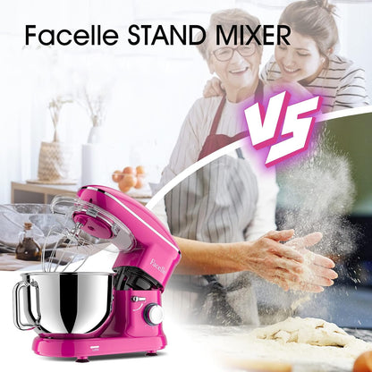 Facelle Staande mixer, 1500 W 6-speed kantel-head voedselmixers taartmixer keuken elektrische keukenmixer met 6L roestvrijstalen kom, deeghaak, platte klopper, garde, spatbescherming, om te bakken