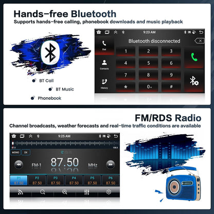 Android Radio – Autoradio – Multimedia Systeem – Navigatiesysteem – Touchscreen Radio – 9 Inch HD Scherm – Draadloze CarPlay & Android Auto – AHD Achteruitrijcamera & GPS Navigatie
