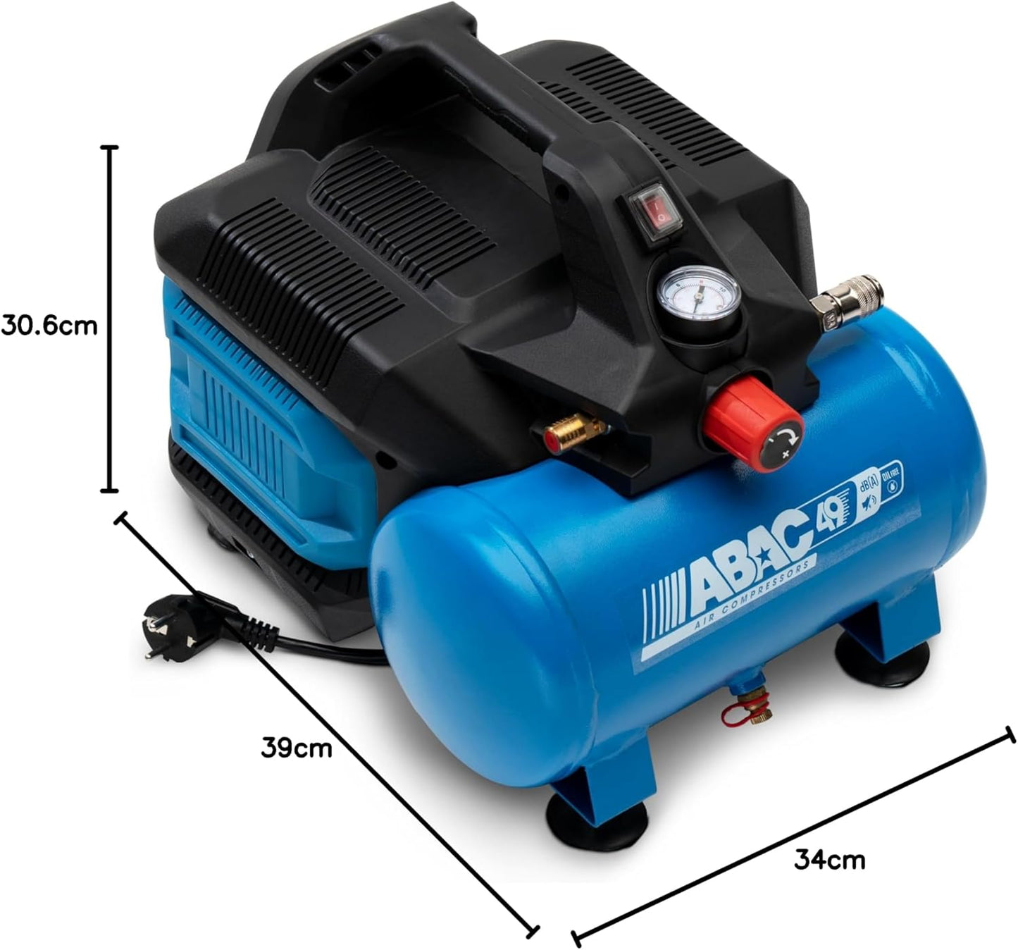 Luchtcompressor – Draagbare Compressor – Olievrije Compressor – Stil Air Compressor – Persluchtcompressor – Compact Ontwerp – 49 dB Geluidsniveau