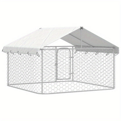 Hondenhok Buiten – Hondenren – Hondenkooi – Hondenkennel – Dierenren – Weerbestendig – Gegalvaniseerd Stalen Frame – 200x200x150 cm Met Dak
