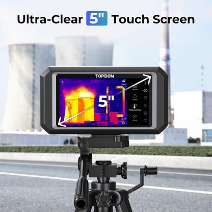 TOPDON Warmtebeeldcamera Android TC003 met 5 MP zichtcamera, 512 x 384 TISR resolutie, 25 Hz, -20 °C ~ 550 °C, warmtebeeldcamera's thermische camera met 5 inch touchscreen, 32 GB geheugen, USB C