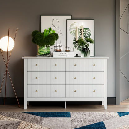 Ladekast – Ladenkast – Kommode – Dressoir – Opbergkast – 6 Ruime Lades – Krasbestendig Metalen Handgrepen – Wit – Modern Scandinavisch Design – Eenvoudige Montage – Grote Opbergruimte (≥3,2m³)