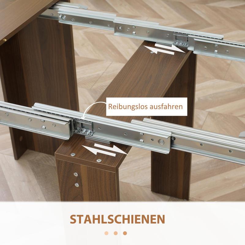 Inklapbare Eettafel – Opklapbare Tafel – Uitschuifbare Eettafel – Ruimtebesparende Tafel – Landelijke Eettafel – Hardhouten Frame – Ingebouwd Opbergrek – 180x85x75 cm – Snelle Montage