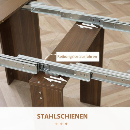 Inklapbare Eettafel – Opklapbare Tafel – Uitschuifbare Eettafel – Ruimtebesparende Tafel – Landelijke Eettafel – Hardhouten Frame – Ingebouwd Opbergrek – 180x85x75 cm – Snelle Montage
