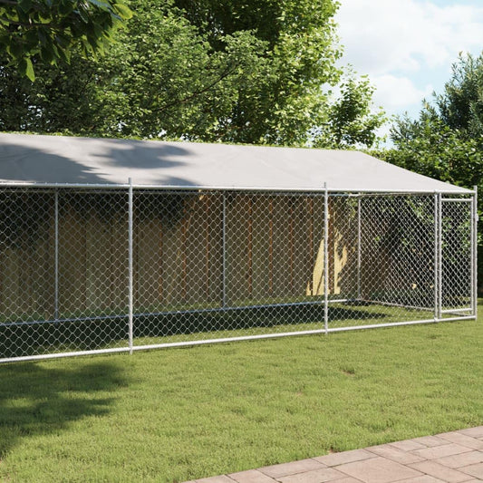 Dog Cage with Roof and Door grey 8x2x2m galvanized steel, Walk In Chicken Coop Galvanized Chicken Coop, Chicken Coop, Chicken Coop, Chicken Coop, Cage, Rabbit Hutch, Pet Box, Backyard