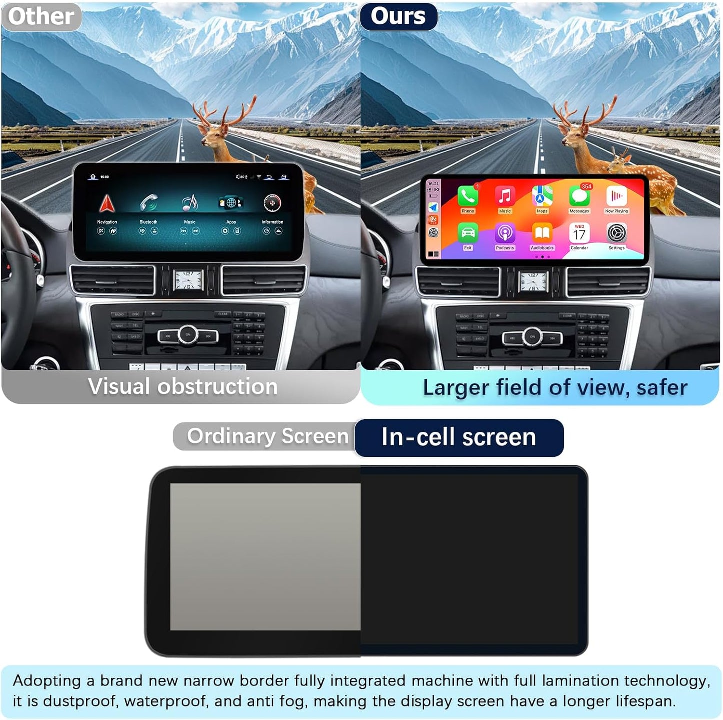 Auto Stereo – Multimedia Speler – Touchscreen Radio – Navigatiesysteem – CarPlay Android Auto – Ultraslank 12,3 Inch – Compatibel NTG 4.5/4.7 Mercedes-Benz ML GL 2005-2011