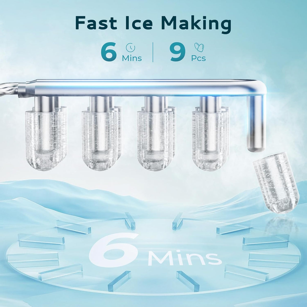 IJsblokjesmachine – IJsblokjesmaker – IJsblokjesmaker Compact – IJsmaker – IJsblokjesmachine Tafelmodel – Snel 9 IJsblokjes in 6 Minuten – Automatische Zelfreiniging