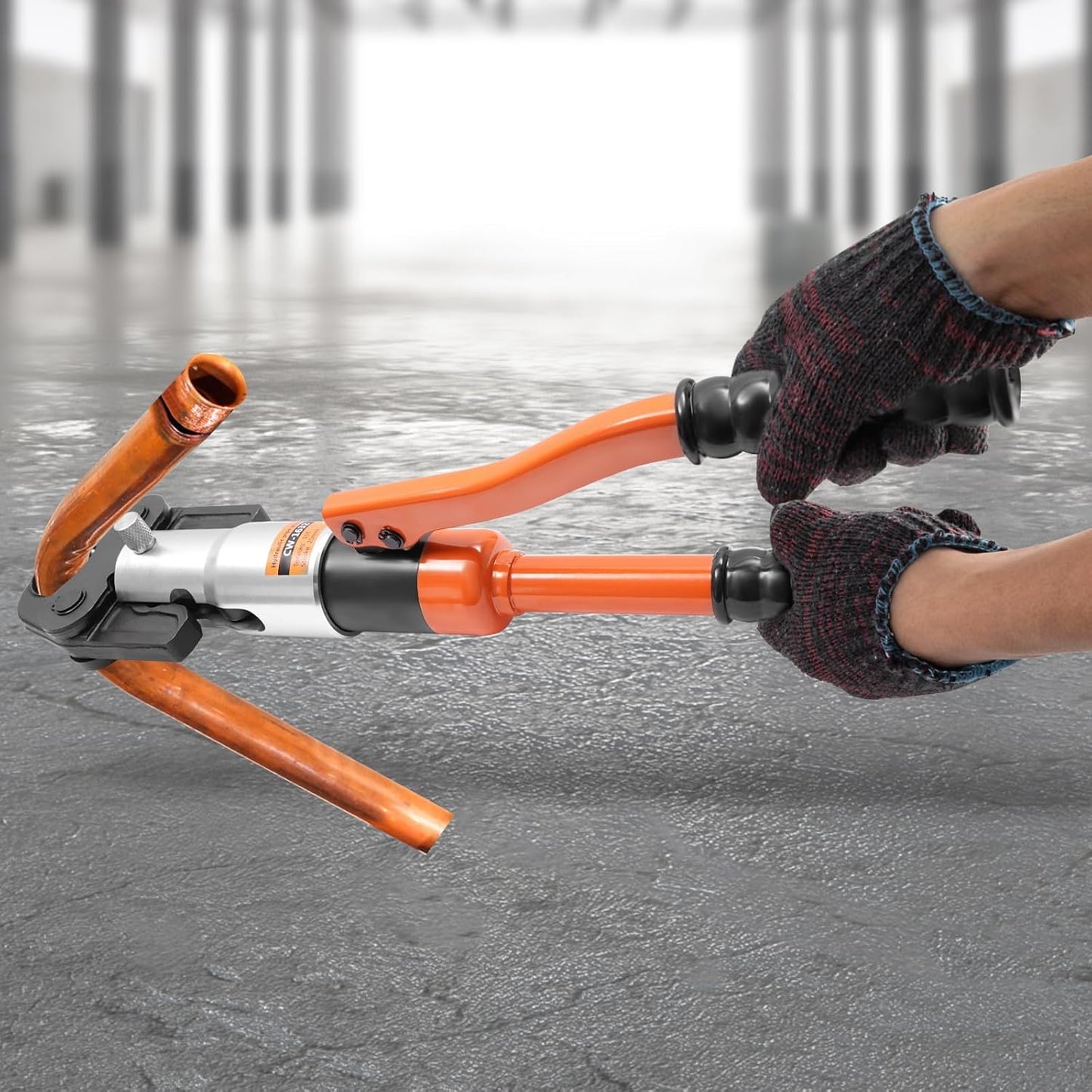 OUKANING Hydraulic Crimping Tool 10T with 360° Rotating Head and Interchangeable Shapes (TH/U/V/M Series), for Aluminium Plastic, PEX, Copper Tubes, Ergonomic, Oilproof (V12, V15, V18, V22, V28) - QUORE