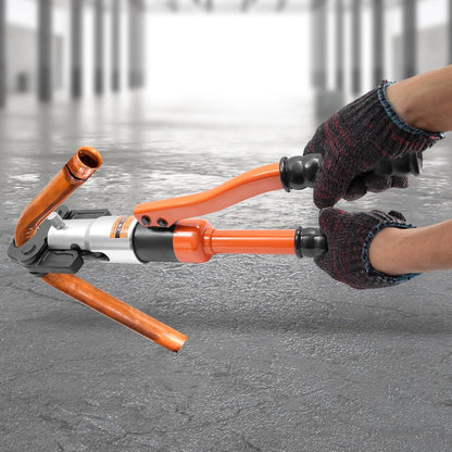 OUKANING Hydraulic Crimping Tool 10T with 360° Rotating Head and Interchangeable Shapes (TH/U/V/M Series), for Aluminium Plastic, PEX, Copper Tubes, Ergonomic, Oilproof (V12, V15, V18, V22, V28) - QUORE