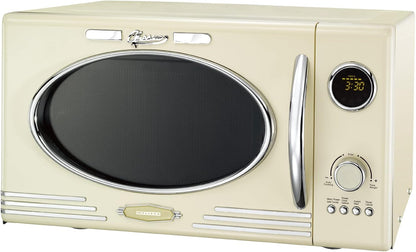 Retro Magnetron – Magnetron Oven – Design Magnetron – Grill Magnetron – Keuken Magnetron – Crèmekleur – 1000 Watt Vermogen – 23 Liter Inhoud
