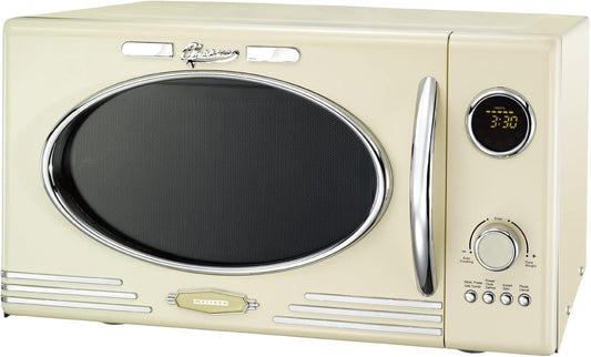 Retro Magnetron – Magnetron Oven – Design Magnetron – Grill Magnetron – Keuken Magnetron – Crèmekleur – 1000 Watt Vermogen – 23 Liter Inhoud