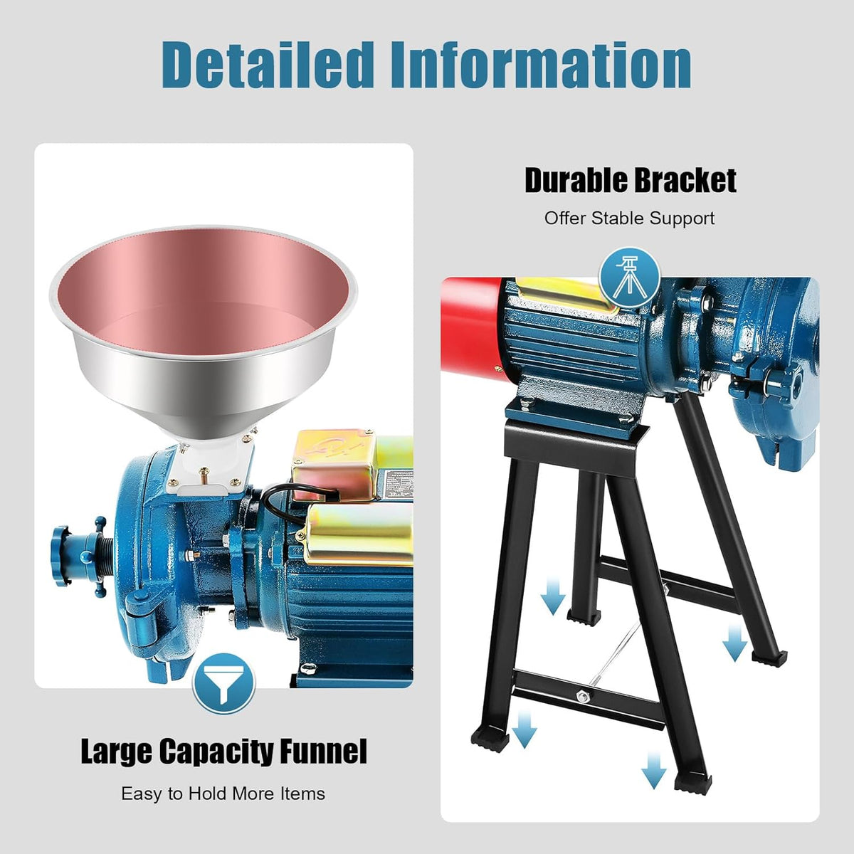 Electric Grain Grinder, Scrap Mill, Grain Mill for Electric Grain Mill, Rice, Soybeans, Mill, Machine with Funnel, Grain Crusher, Commercial Electric Mill, Corn, Straw Feed - QUORE