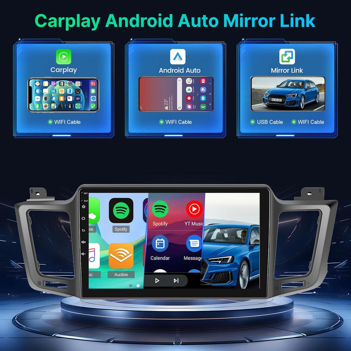 [2+64G]Android 13 Car Stereo for Toyota RAV4 2013-2019 with Wireless Carplay & Android Car, 10.1 Inch Touch Screen Car Radio with WiFi GPS Mirror Link DSP FM/RDS Radio SWC + AHD Rear View Camera