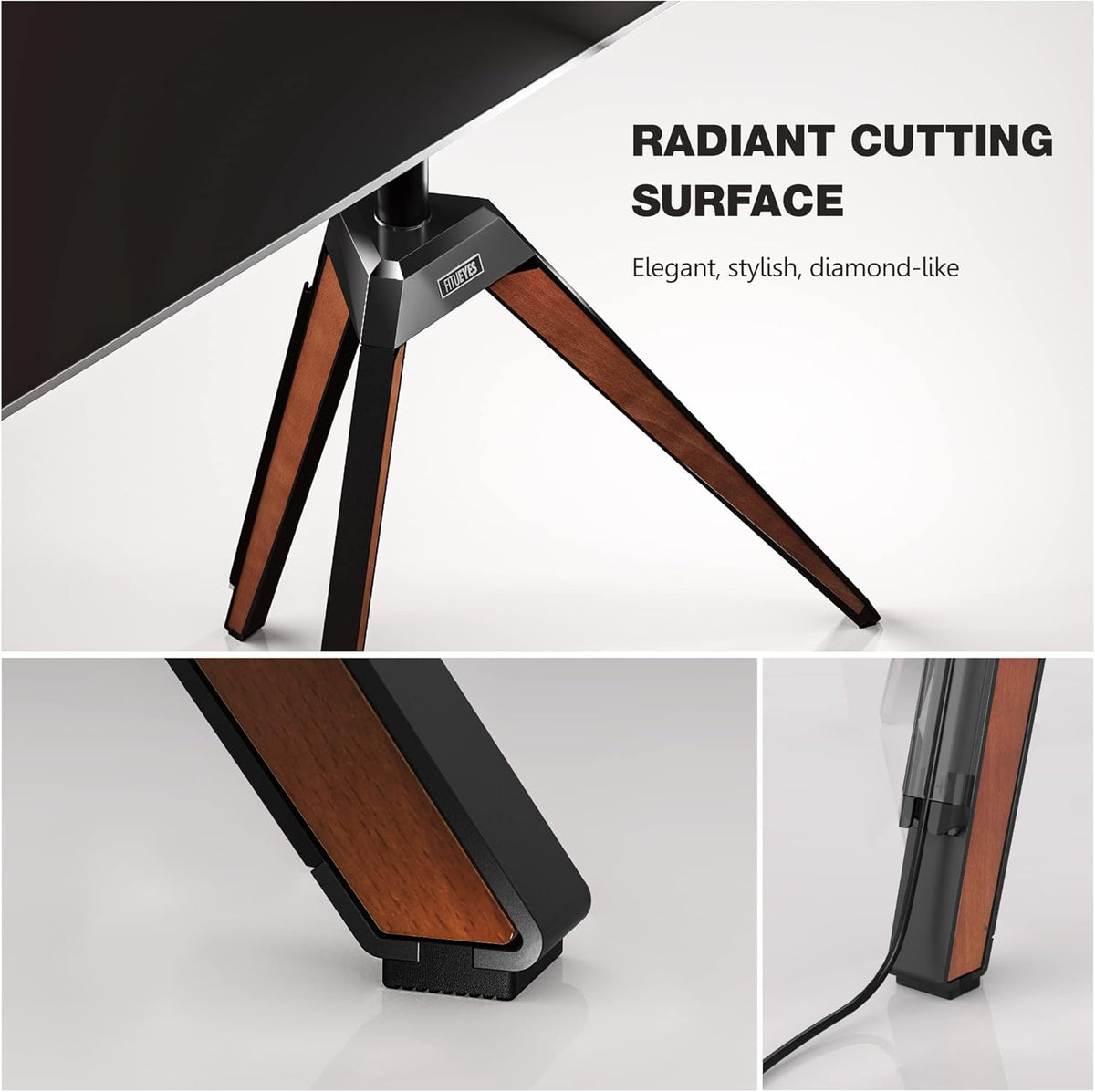 FITUEYES TV-Standaard op statief voor 32-60 inch schermen Gemaakt van hout Verstelbare hoogte 1150-1300mm Verstelbare hoek ± 20° VESA 200x200-400x400mm