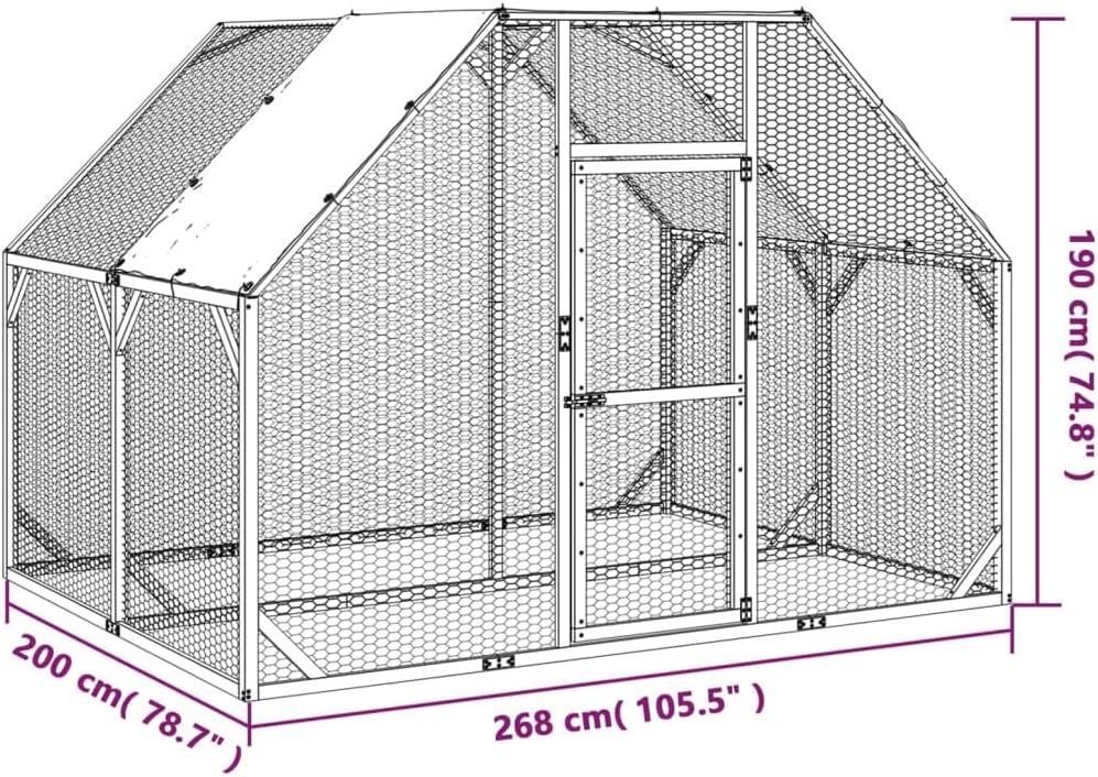 vidaXL Chicken coop 268x200x190cm impregnated solid pine wood - QUORE