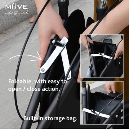 Muve 3-wielige rollator - opvouwbaar, lichtgewicht, met ingebouwde tas, ideaal voor mobiliteitsondersteuning voor ouderen en mensen met een handicap