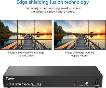 Videomuurcontroller 3x3 - HDMI-Videomuurprocessor 1080P @60Hz Met 13 Modi, 1 Ingang en 9 Uitgangen