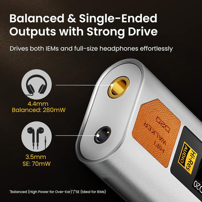 USB DAC Hi-Res Audio Converter – Hoofdtelefoonversterker – Audio Interface – Digitale Geluidsprocessor – USB Geluidskaart – ES9038Q2M Chip – CNC Aluminium Behuizing Met OLED Display