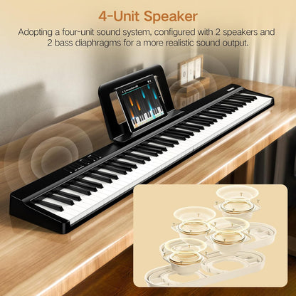 Opvouwbare digitale piano 88 toetsen – Elektrische piano – Keyboard – Muziekkeyboard – Stage piano – Opvouwbaar ontwerp – Compact en ruimtebesparend