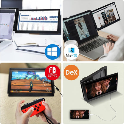 Teamgee Portable Monitor for Laptop, 13.3" Full HD IPS Screen, USB HDMI Laptop with Dual Screen Expansion for Mac, PC, Chrome and Android, Fits All 13"-16.5" Notebook - QUORE