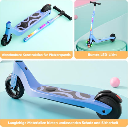 SISIGAD E-step voor kinderen van 6 tot 10 jaar, met knipperende ledlampen en 3 instelbare hoogtes, elektrische step voor kinderen, 45 W motor, max. 10 km/u, maximale belasting 70 kg