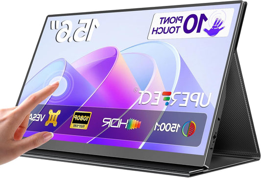 UPERFECT 15.6" Portable Monitor Touch Screen 1080 FHD Portable Monitor Touch Screen with VESA HDR Eye Care Screen Travel Screen with Mini HDMI/Type-C, Screen for Laptop/PC/Game Consoles/Phone - QUORE