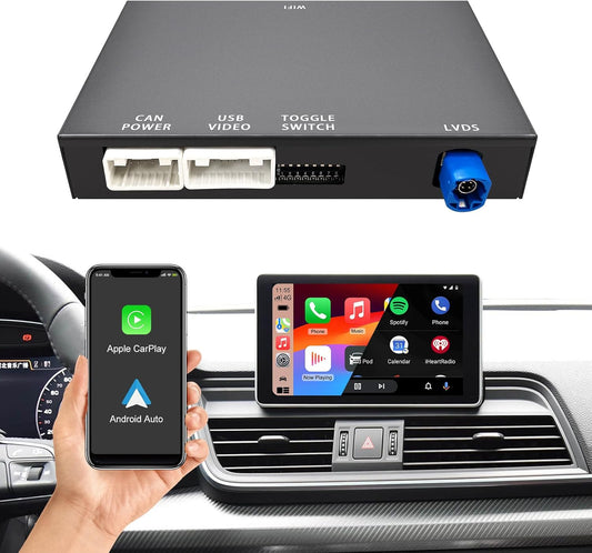 EZoneTronics Draadloze CarPlay & Android Auto Retrofit Kit Decoder voor Audi A4/A5/A6/A7/Q2L/Q5L/Q7 2014-2022 met MIB/MMI 3G Plus Systeem Draadloze Adapter Plug & Play Upgrade Box met SWC Mirrorlink