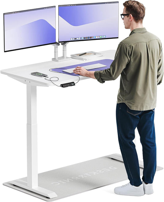 Desktronic Desk HomeOne - Height Adjustable 140 x 70 cm - Fast Twin-Motor Standing Desk - Very Stable Electric Standing Desk - One-Piece Table Top Standing Desk - Touch Screen Control - QUORE