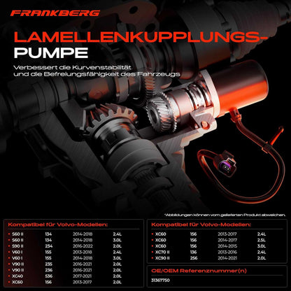 Pomp voorlaadpomp AWD voor S60 II S90 II V60 I V90 II XC40 XC60 XC70 II XC90 II 2.0L-3.0L 2013-31367750
