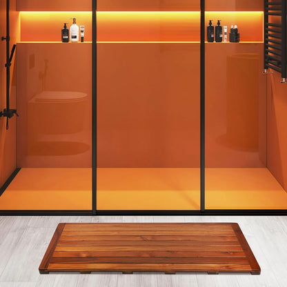Utoplike Teakhouten badmat, douchemat hout voor badkamer, 101,6 x 45,7 cm, houten vloermat, vierkant, extra groot voor spa, thuis of buiten
