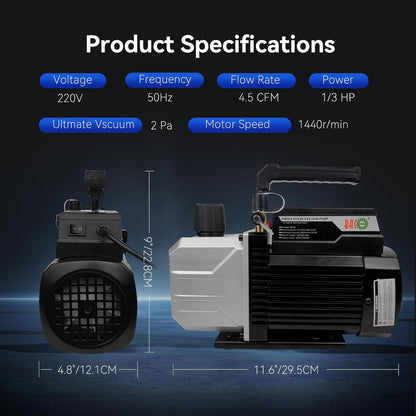 BACOENG 4.5 CFM Vacuum Pump, Air Conditioning Kit for HVAC/Car AC Refrigerant Charging, 4 Way Air Conditioning Filling, Manifold Gauge Set, Ideal for R134A R410A - QUORE