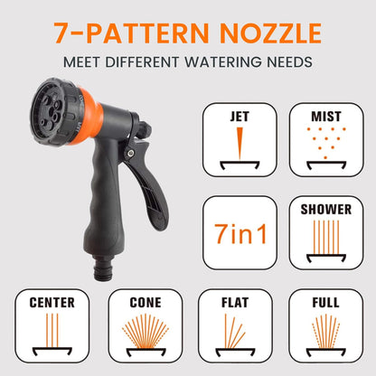 Giraffe Tools Intrekbare slanghaspel, wandmontage, tuinslanghaspel van 30 + 2 m, 180 ° draaibaar met 7-in-1 sproeikop, grijs (EUAW-30)