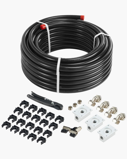 VEVOR Luchtcompressorlijnset, 100 m x 3/4 inch, HDPE-aluminium persluchtleidingsysteem, lekvrij, drukbestendig en eenvoudig te installeren, persluchtleidingset voor garagewerkplaatsen, zwart