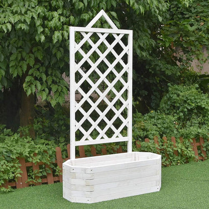 Melko Wamat Flower Box with Privacy Screen 150 cm Wooden Grid Planter with Trellis Climbing Aid for Climbing Plants - QUORE