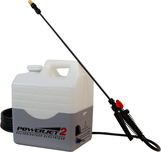 Multirex PowerJet 2 elektrische sproeier 12 V, bereik 10 m, looptijd 5 uur, pomp 5,5 bar met drukschakelaar, carbon lans 1,5 m, 7 sproeiers, externe afzuiging, ontschuimen daken gevels