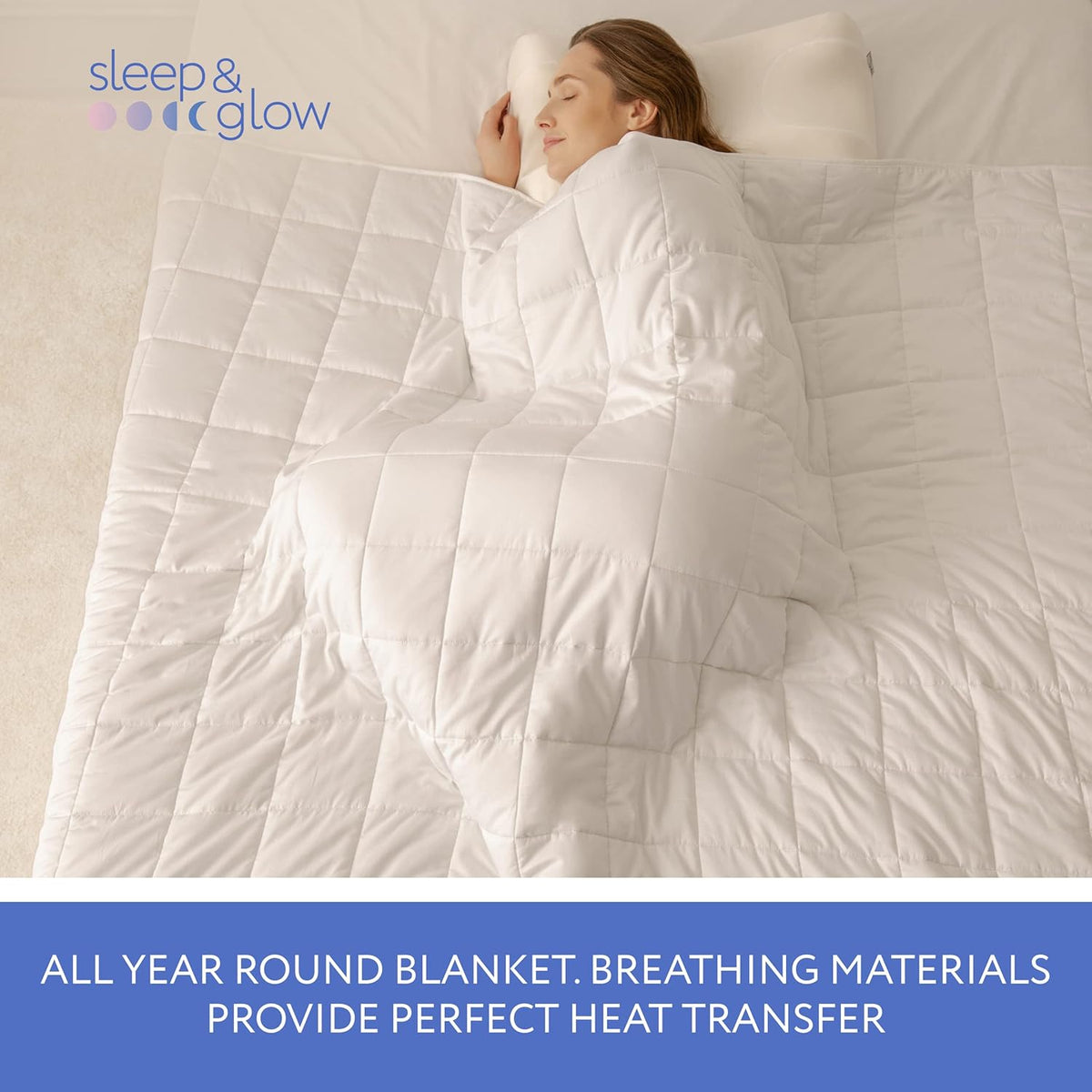 SLEEP & GLOW Gewogen deken 10 pond Single Size 48 "x 72" zware deken met premium glaskralen (wit)