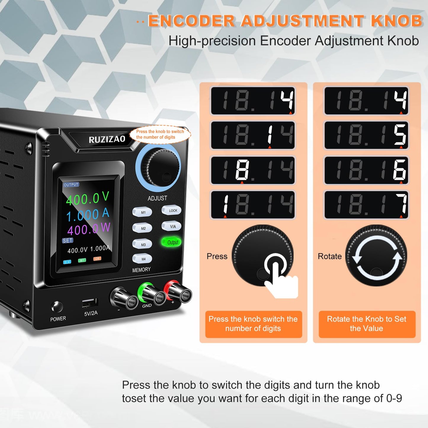 Laboratoriumvoeding – Hoogspanningslaboratoriumvoeding – DC Regelbare Voeding – Instelbare Laboratoriumvoeding – Omschakelbare Voeding – 0-400V 0-1A – 4-Cijferig LED-Kleurendisplay