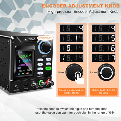 Laboratoriumvoeding – Hoogspanningslaboratoriumvoeding – DC Regelbare Voeding – Instelbare Laboratoriumvoeding – Omschakelbare Voeding – 0-400V 0-1A – 4-Cijferig LED-Kleurendisplay