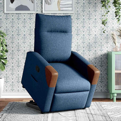 Relaxstoel Met Opstahulp – Elektrische Relaxstoel – TV-Stoel – Ligstoel – Stoel Voor Woonkamer – Verstelbare Ligfunctie – Comfortabele Blauwe Stof