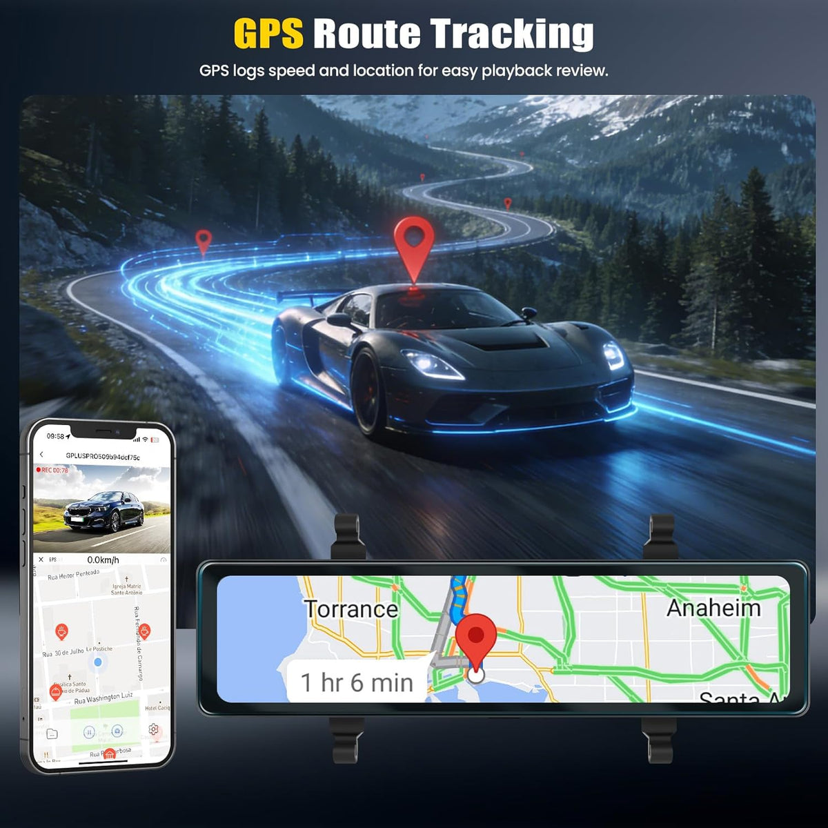 Dashcam Voor En Achter – Autocamera – Auto Dashcam – Dubbele Dashcam – Camera Voor Auto – 11,26 Inch IPS-Touchscreen – 4K+1080P Voor- En Achteropname Met GPS