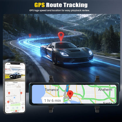 Dashcam Voor En Achter – Autocamera – Auto Dashcam – Dubbele Dashcam – Camera Voor Auto – 11,26 Inch IPS-Touchscreen – 4K+1080P Voor- En Achteropname Met GPS